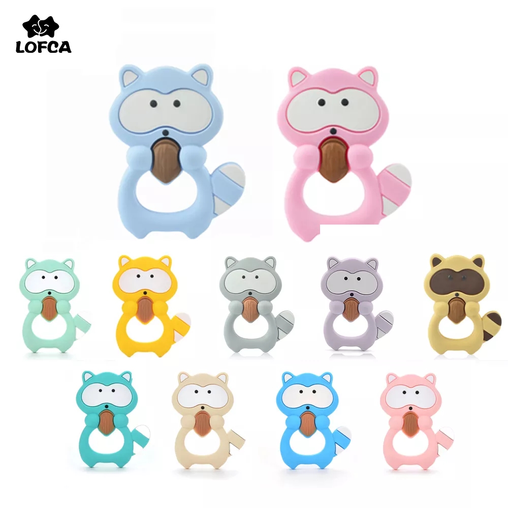 Baby Products Expo - 1PC 너구리 실리콘 Teether 장난감 목걸이