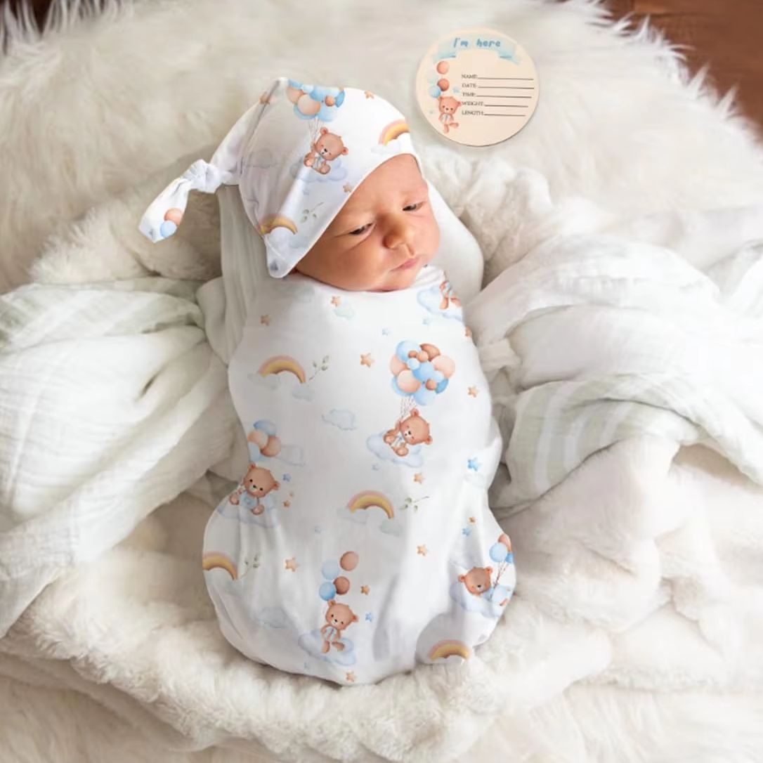 Baby Swaddle Blanket - Ylsteed 아기 속싸개 및 머리띠 세트
