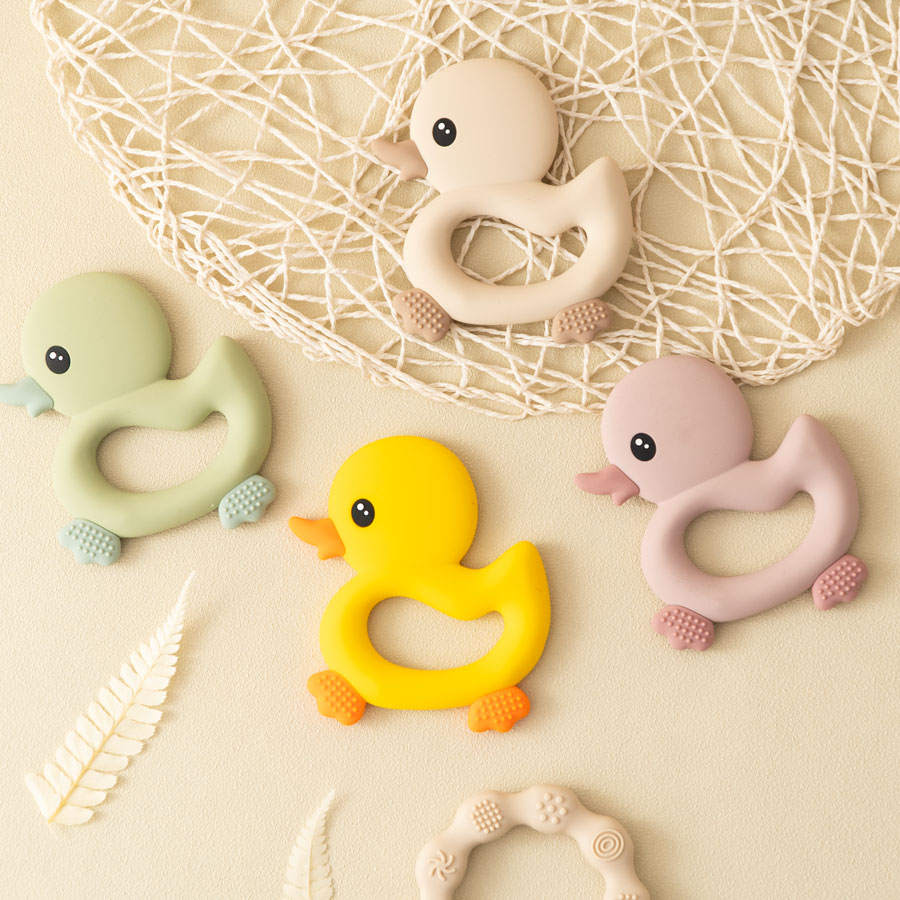 Baby Products Expo - 아기용 만화 오리 실리콘 젖니 장난감,