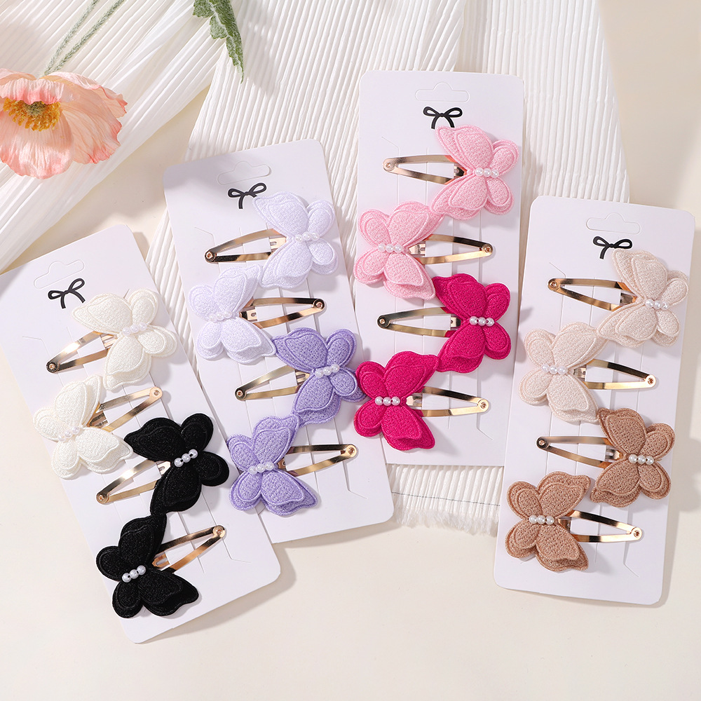 4 개/대 여자를위한 나비 헤어 클립 세트 더블 레이어 - Baby Products Set 리뷰 및 가격