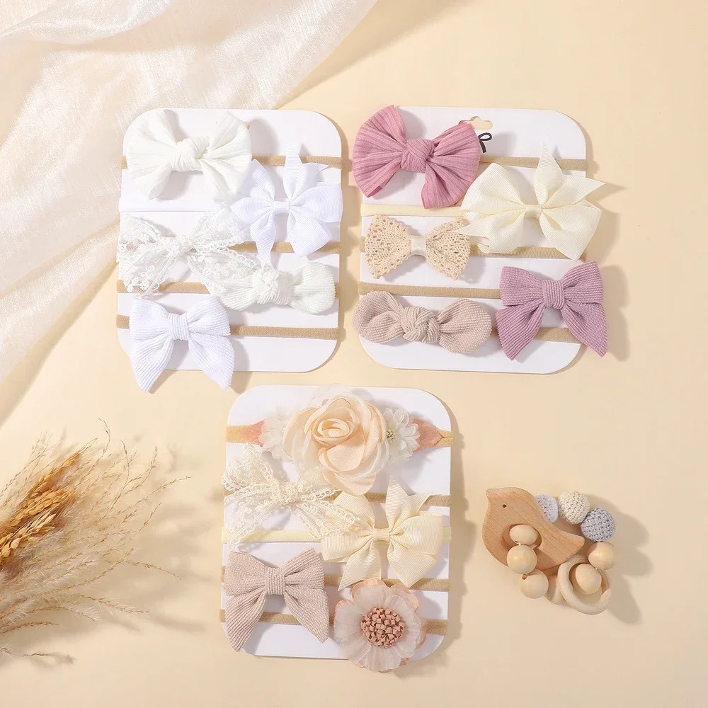 5Pcs 아기 꽃 레이스 활 머리띠 탄성 나일론 신생아 - Baby Products Set 리뷰 및 가격
