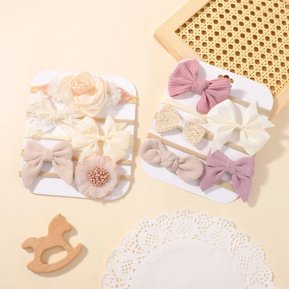 5Pcs 아기 꽃 레이스 활 머리띠 탄성 나일론 신생아 - Baby Products Set 리뷰 및 가격