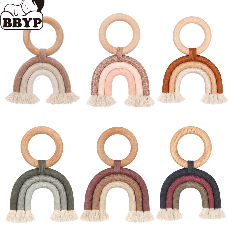 아기 Teether 무지개 술 크로 셰 뜨개질 무지개  - Baby Products Photos 리뷰 및 가격